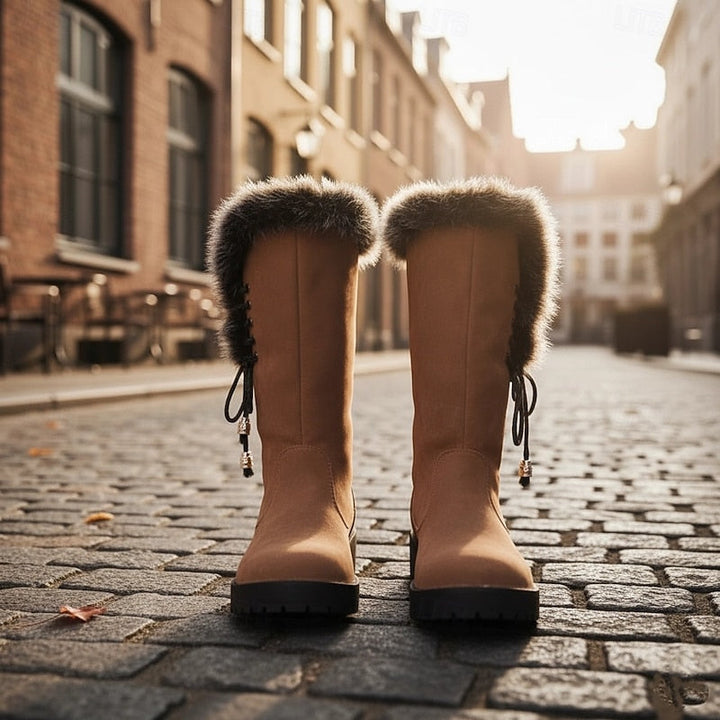 Adriana | Winterlaarzen tot de knie met bontafwerking