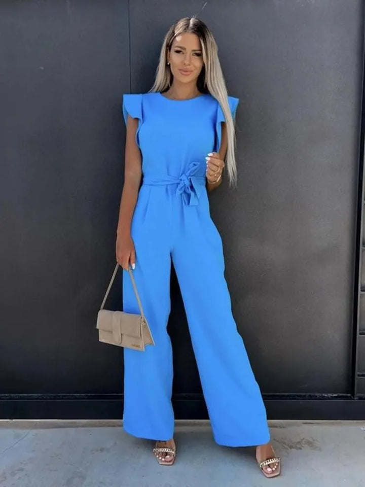 Jacobs | Elegante jumpsuit met wijde pijpen en korte mouwen