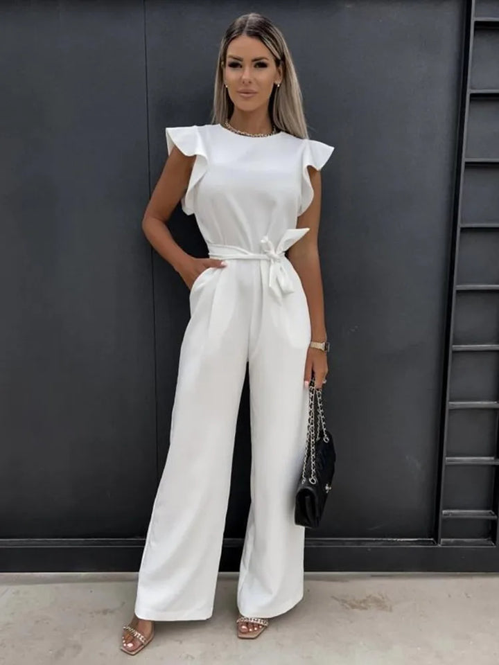 Jacobs | Elegante jumpsuit met wijde pijpen en korte mouwen