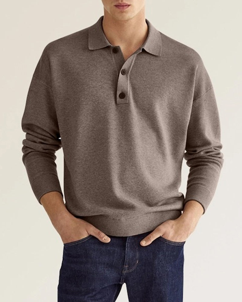 Heren Classic Lange Mouw Polo Sweater