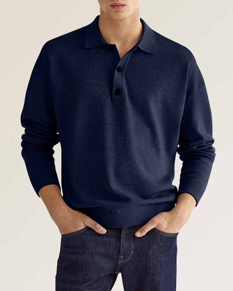 Jantje | Herenpolo met lange mouwen en knoopsluiting