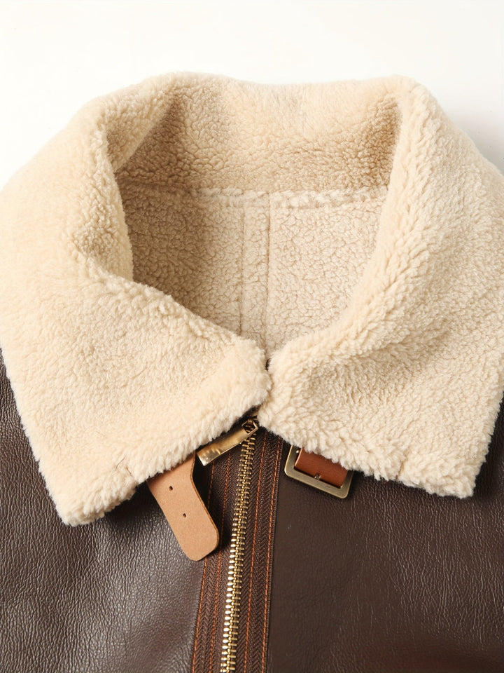 Jasper | Casual PU leren shearling jack met reverskraag