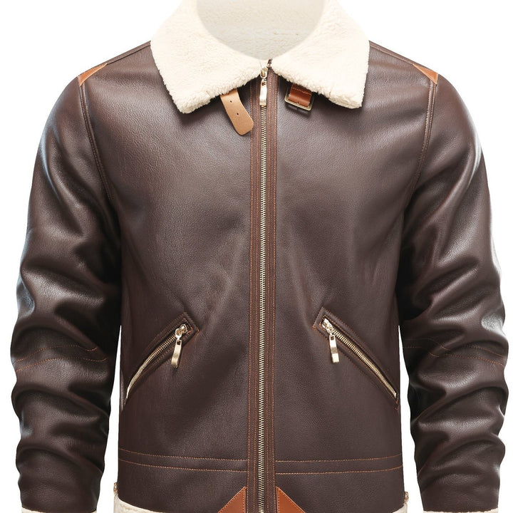 Jasper | Casual PU leren shearling jack met reverskraag