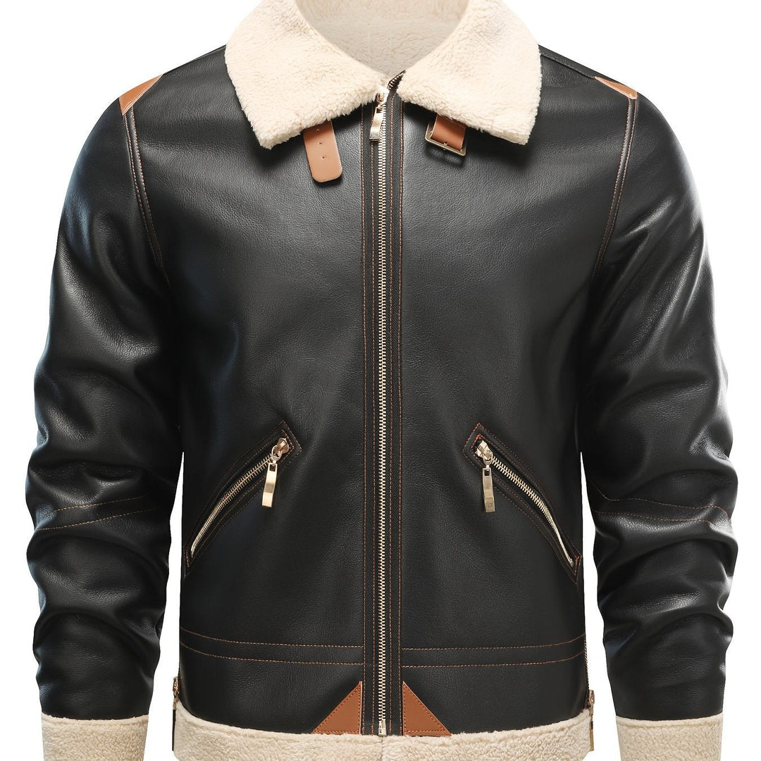 Jasper | Casual PU leren shearling jack met reverskraag