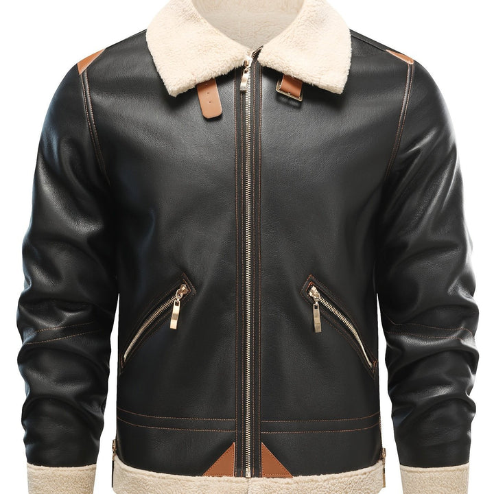 Jasper | Casual PU leren shearling jack met reverskraag