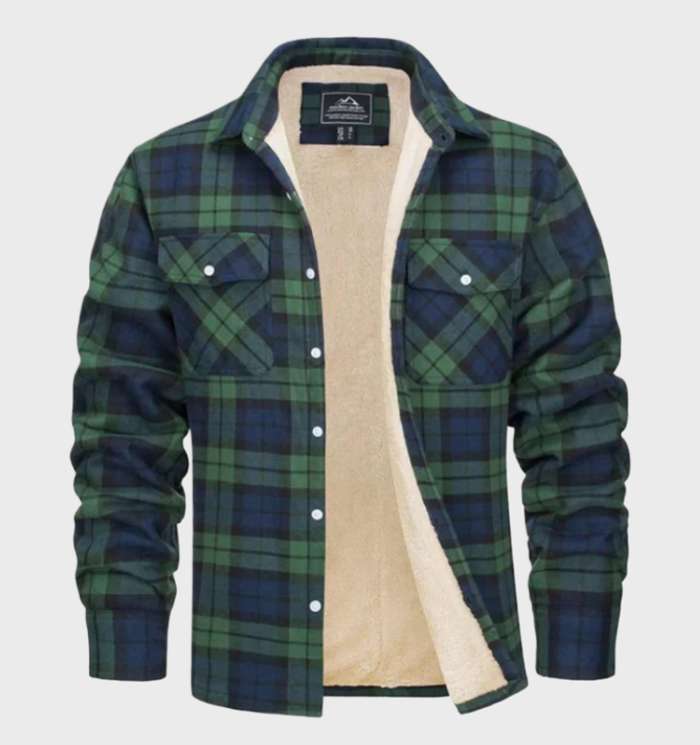 Jasper | Elegant heren flanellen jack in vintage stijl met fleece voering