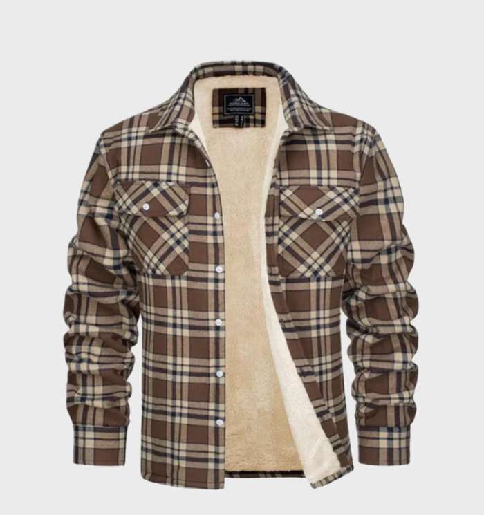 Jasper | Elegant heren flanellen jack in vintage stijl met fleece voering
