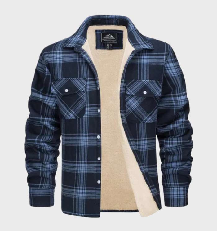 Jasper | Elegant heren flanellen jack in vintage stijl met fleece voering