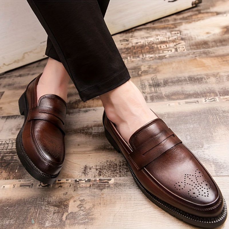 Jasper | Heren penny loaferschoenen met brogue details