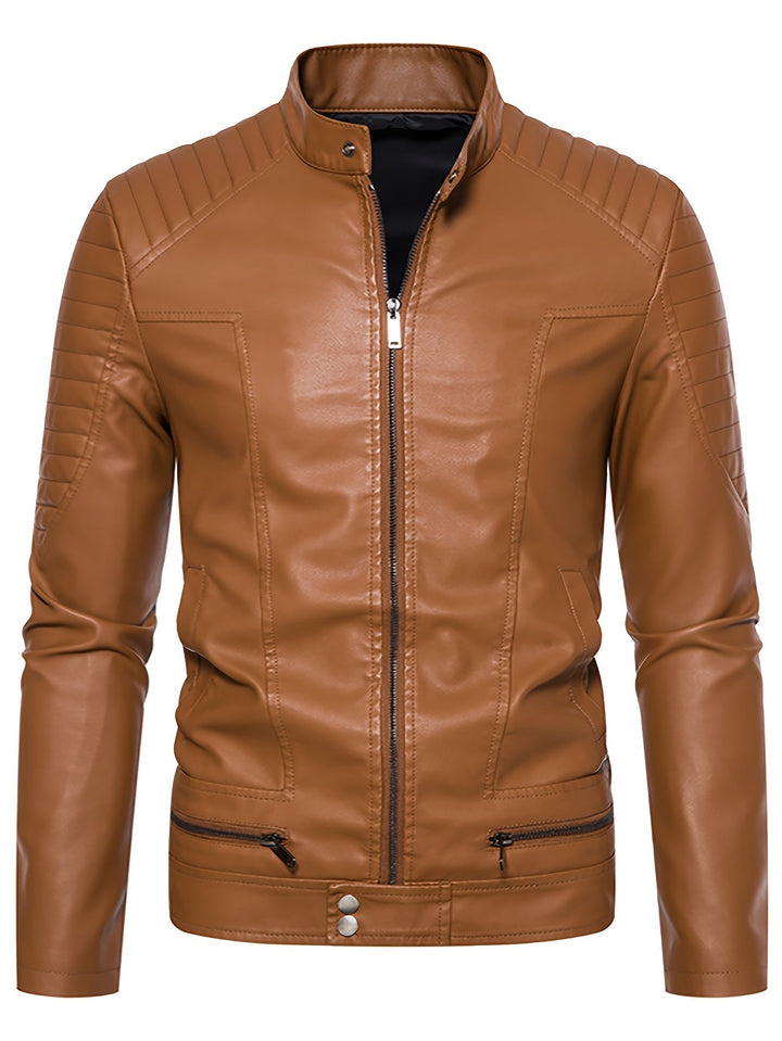 Jasper | Stoere PU leren herenjas met opstaande kraag