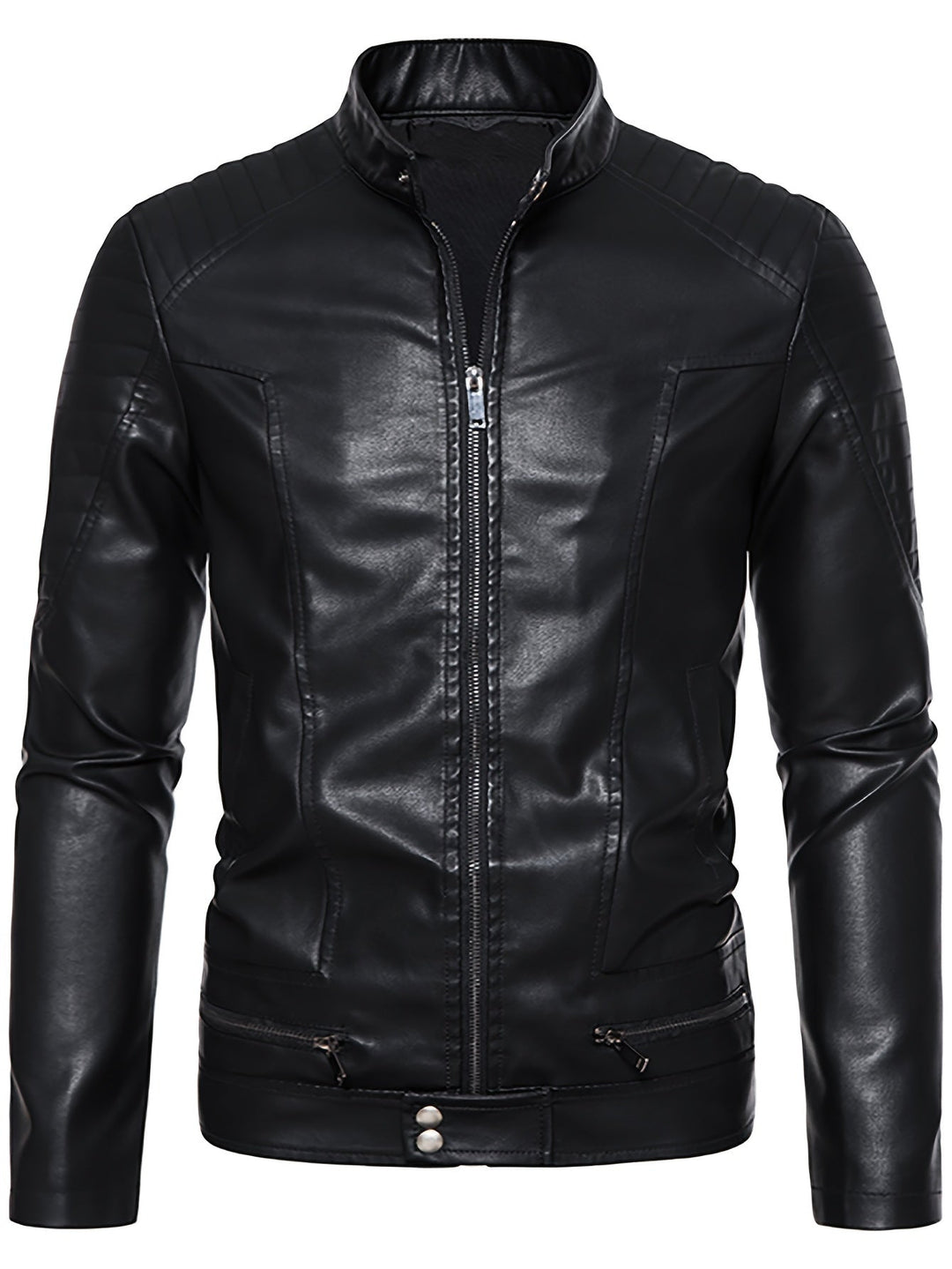 Jasper | Stoere PU leren herenjas met opstaande kraag