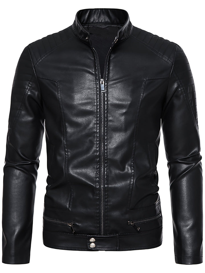 Jasper | Stoere PU leren herenjas met opstaande kraag