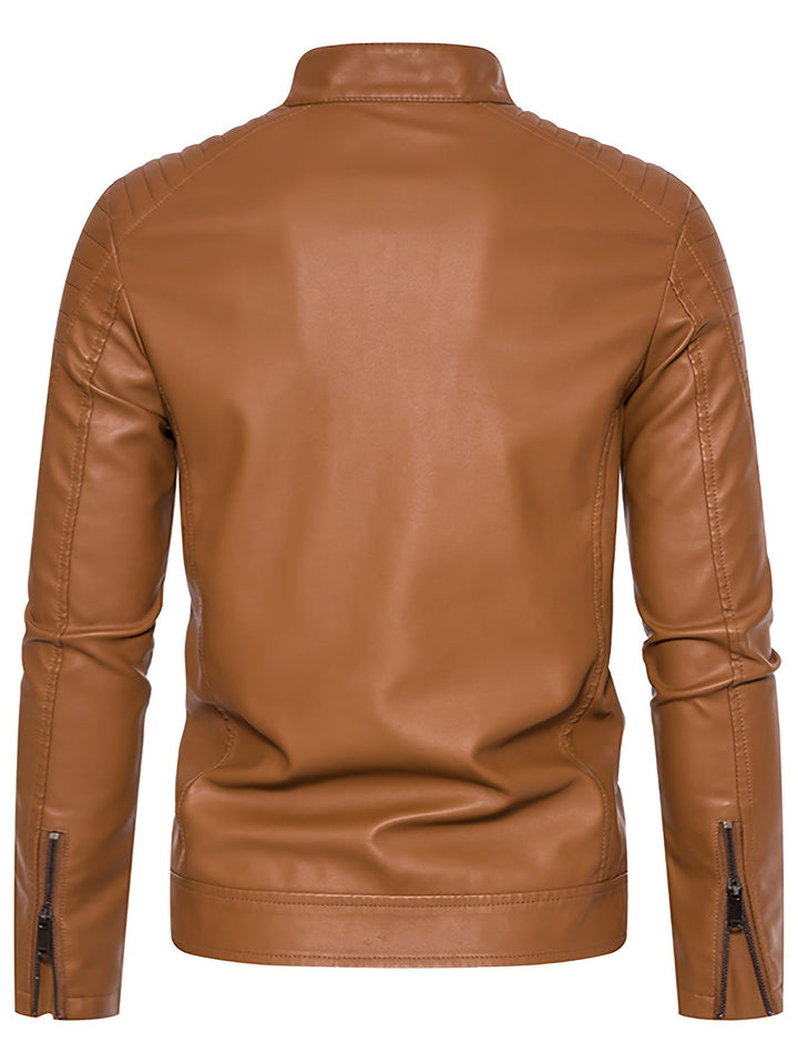 Jasper | Stoere PU leren herenjas met opstaande kraag