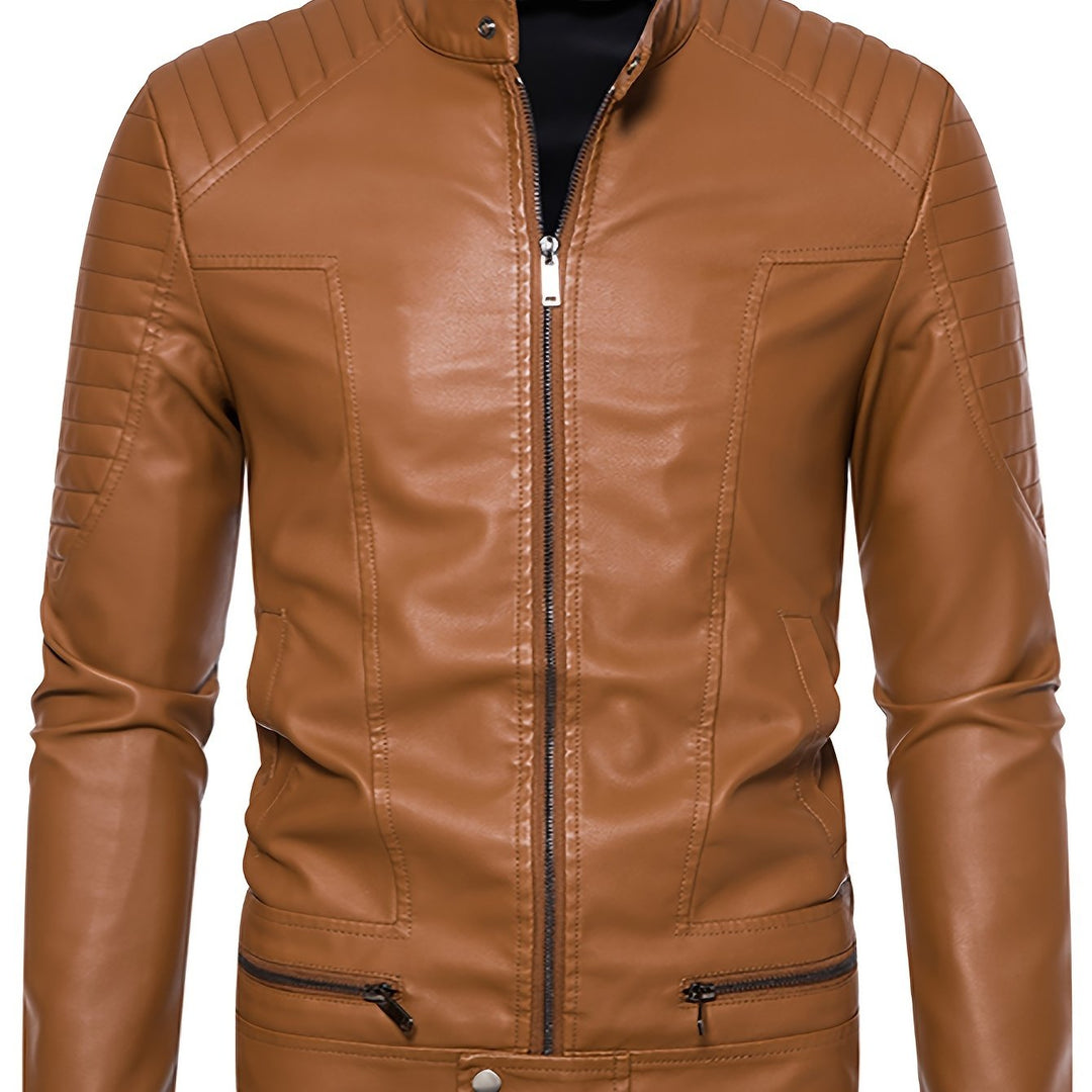 Jasper | Stoere PU leren herenjas met opstaande kraag