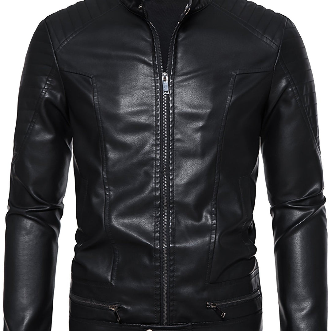 Jasper | Stoere PU leren herenjas met opstaande kraag