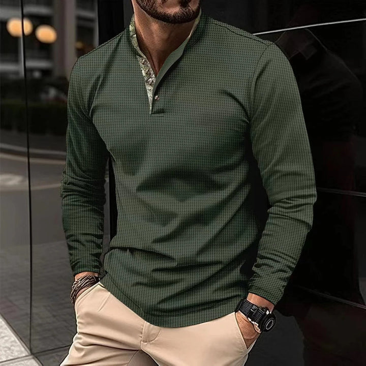 Joris | Stijlvolle longsleeve polo met gekleurde boordkraag