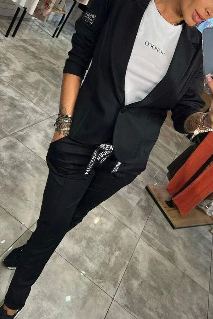 Comfortabele Vrouwen Set met Blazer en Slim Fit Broek