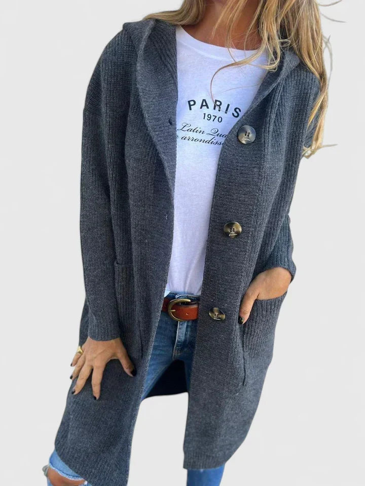 GRACIE – LANG GERIBBELD HOODIE CARDIGAN