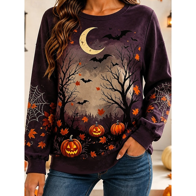 Rosalyn | Halloween Maanschijn Pompoen Sweatshirt