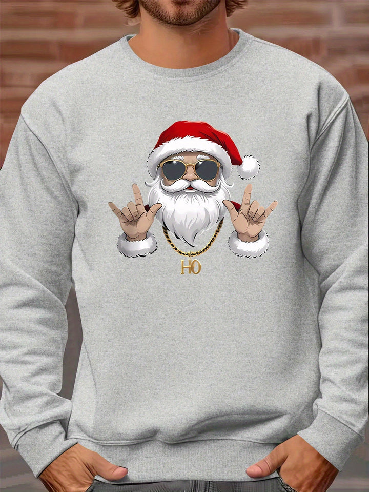 Kasper | Heren sweatshirt met kerstmanprint en lange mouwen
