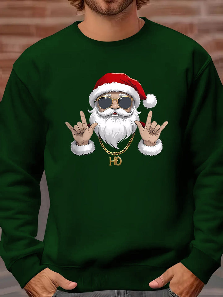 Kasper | Heren sweatshirt met kerstmanprint en lange mouwen