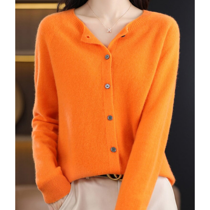 Gebreide Cardigan met Ronde Hals en Knopen Voor