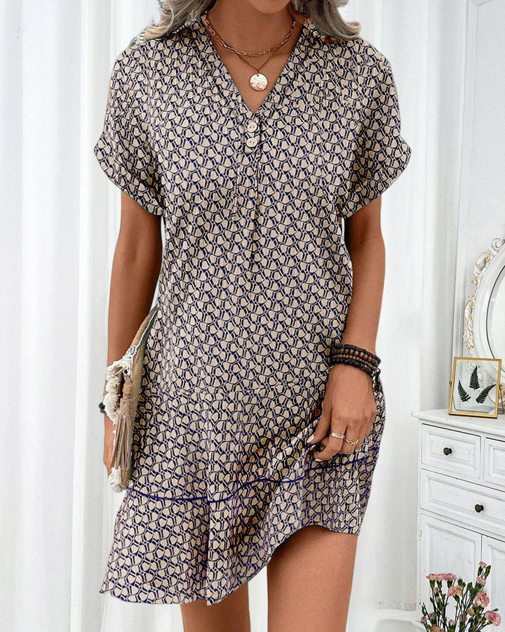 Mini Zomerjurk Voor Vrouwen v-hals print