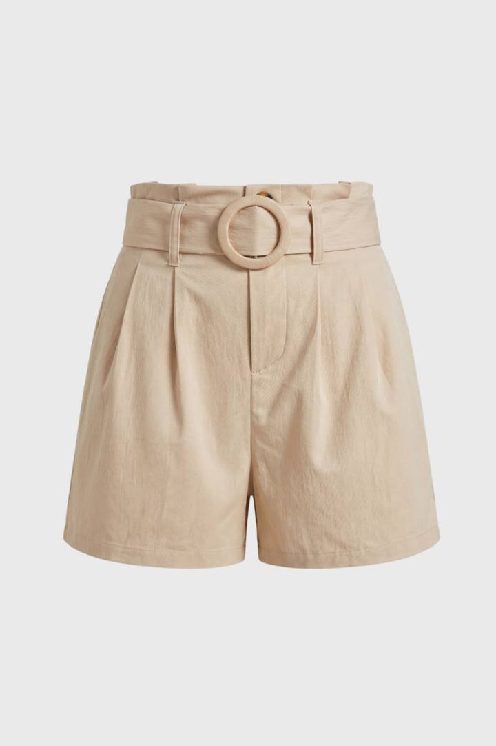 Korte Broek Dames Hoge Taille Geplisseerd Met Ceintuur Casual
