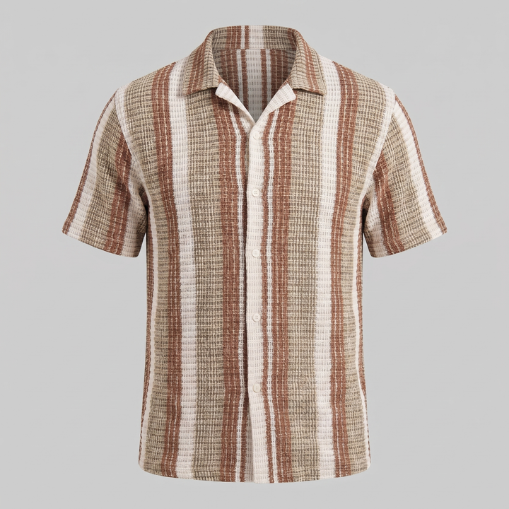 Korte Mouw Gestreept Overhemd Heren Casual Zomer