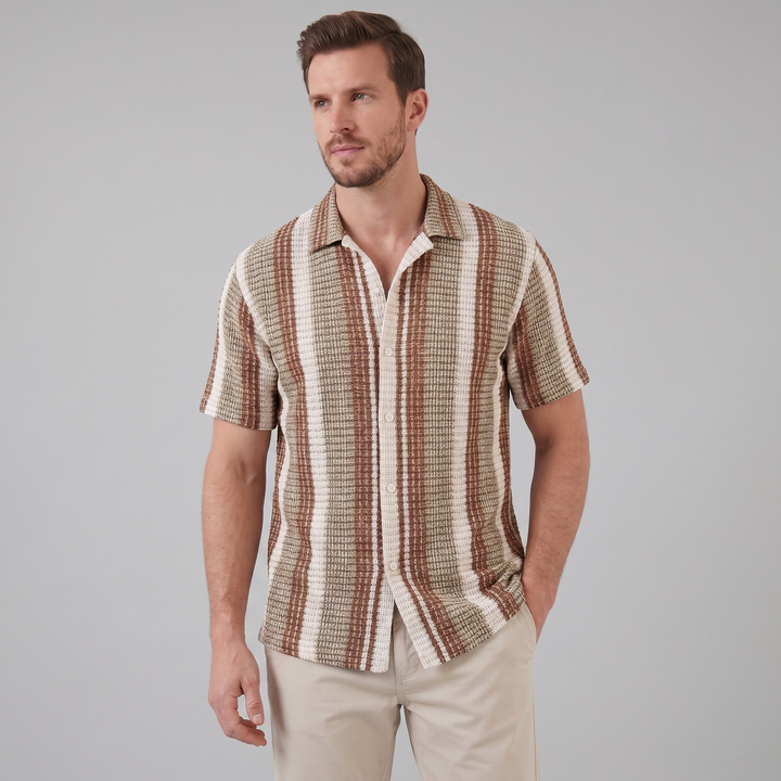 Korte Mouw Gestreept Overhemd Heren Casual Zomer