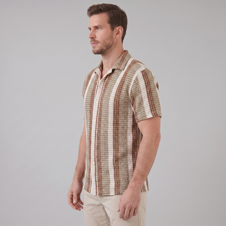 Korte Mouw Gestreept Overhemd Heren Casual Zomer