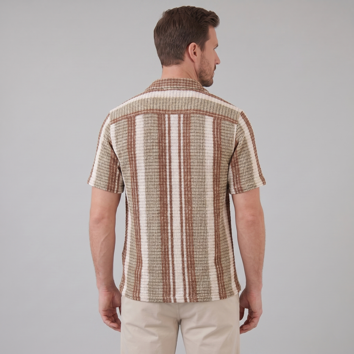 Korte Mouw Gestreept Overhemd Heren Casual Zomer