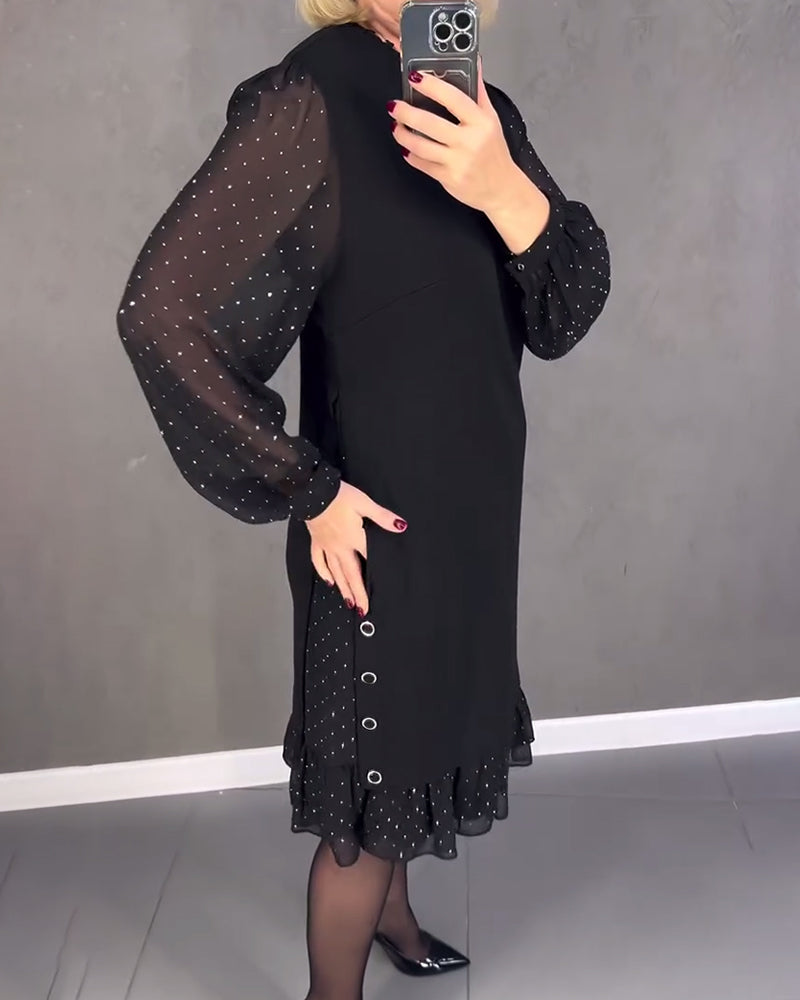 Langarmige elegante jurk met stippen