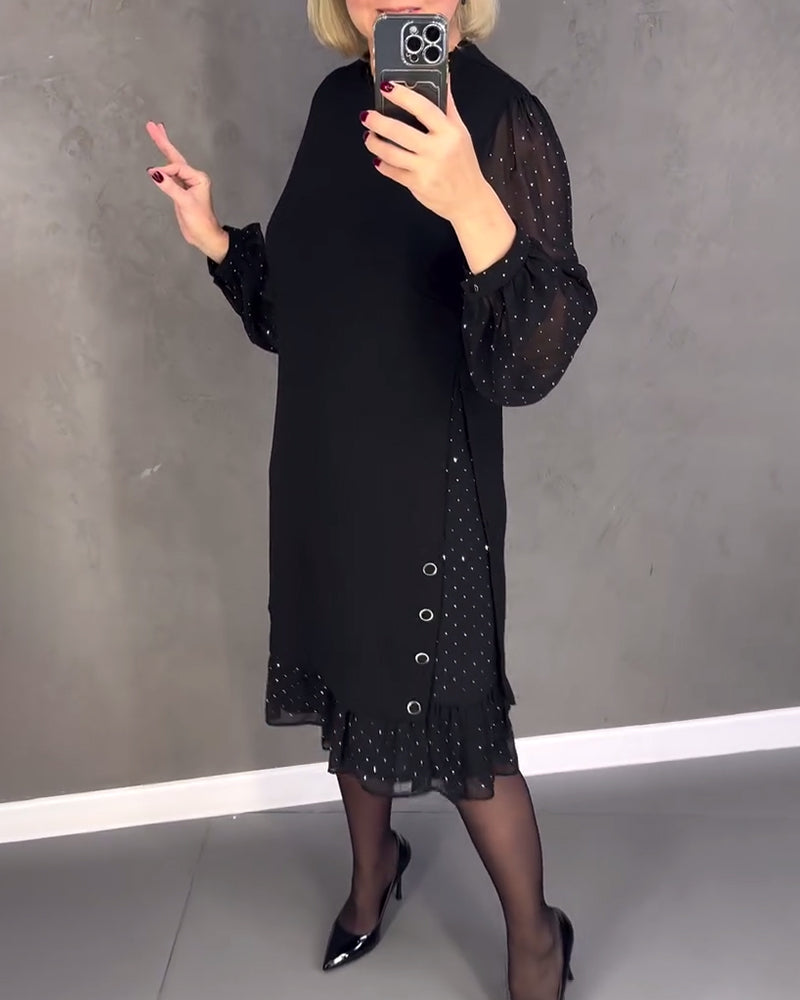 Langarmige elegante jurk met stippen