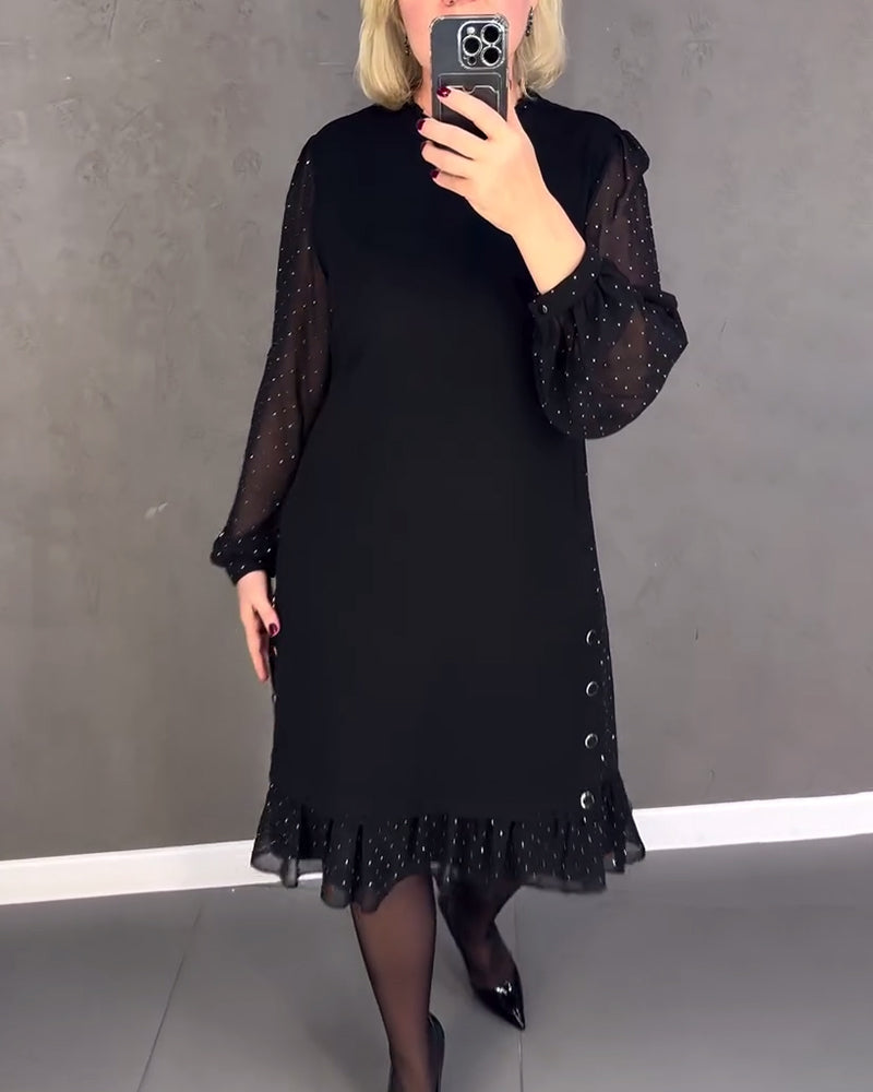 Langarmige elegante jurk met stippen