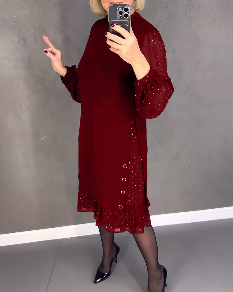 Langarmige elegante jurk met stippen