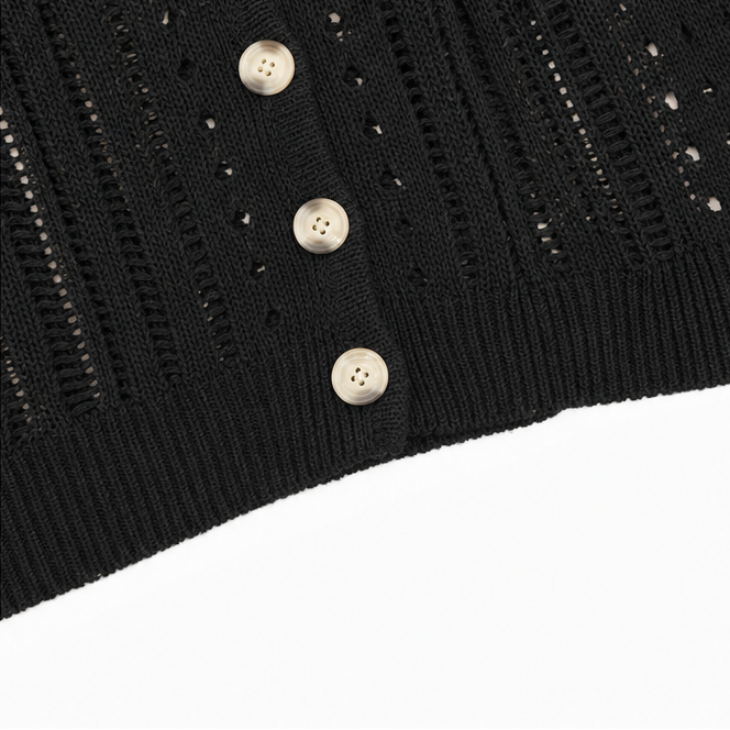 Lianora – Korte Mouw Open Gebreide Knopen Cardigan voor Vrouwen