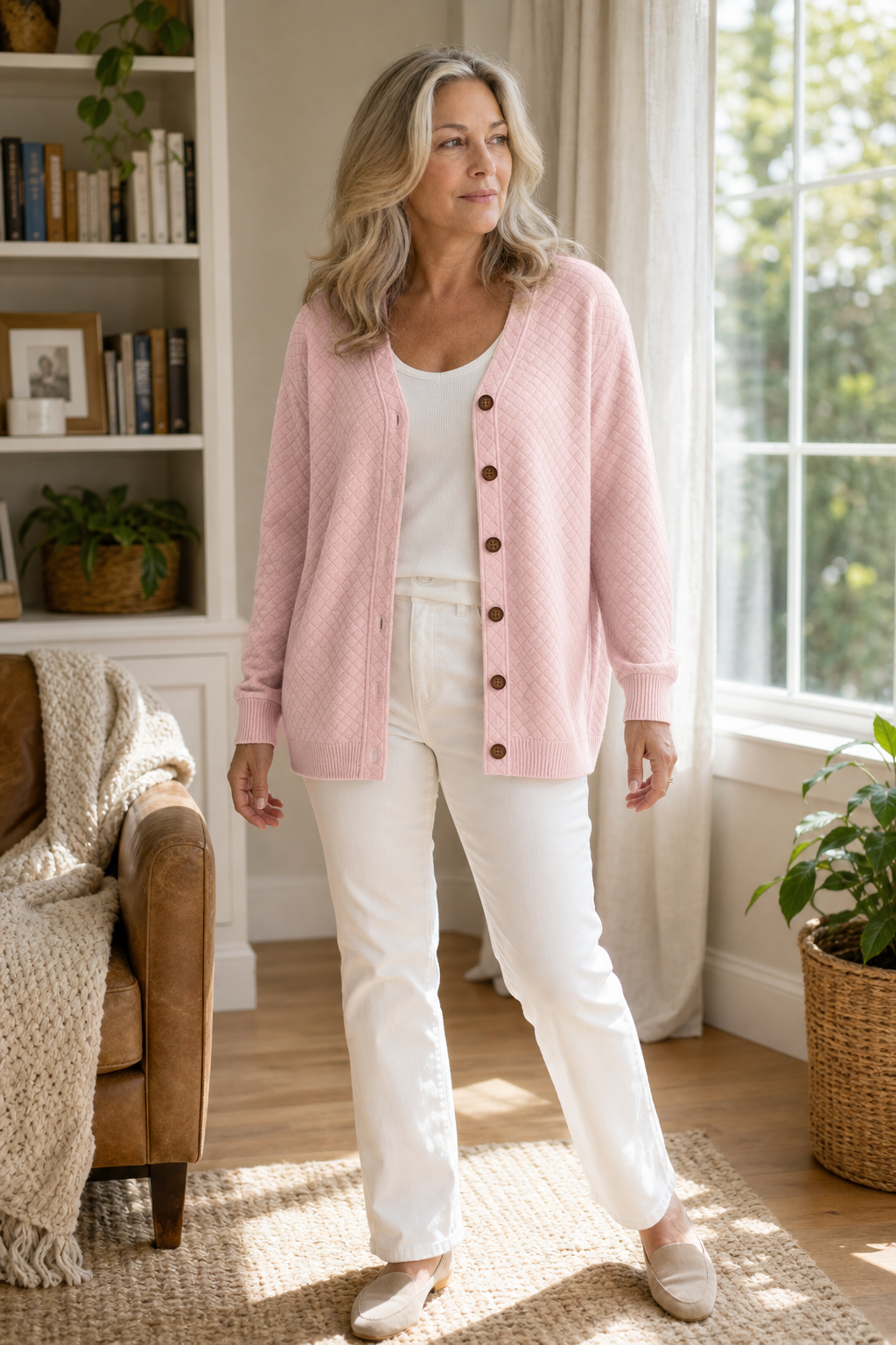 Holdwell – Diamantgequilte Open-Front Cardigan