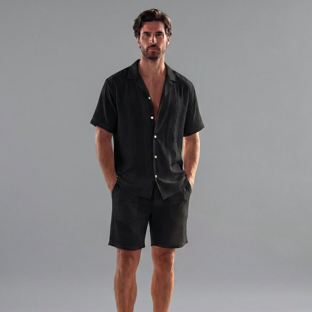 Linnen Set Heren Korte Mouwen Zomer Casual