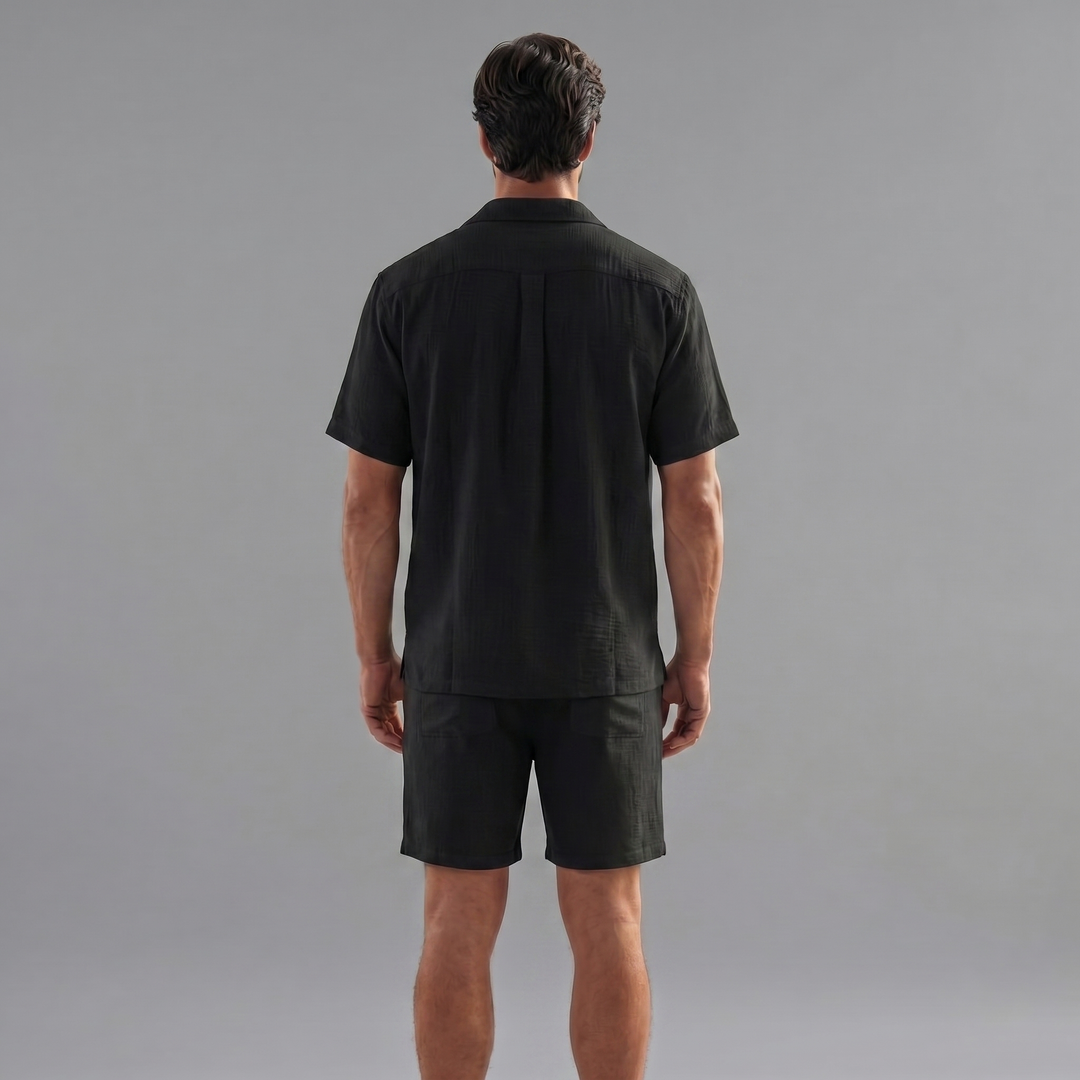 Linnen Set Heren Korte Mouwen Zomer Casual