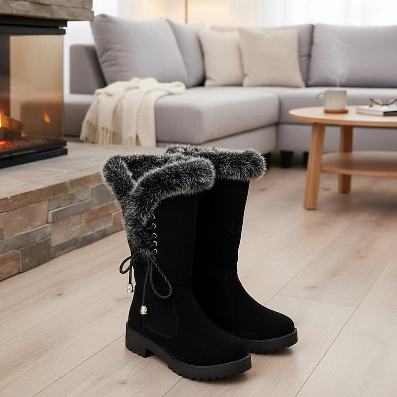Adriana | Winterlaarzen tot de knie met bontafwerking