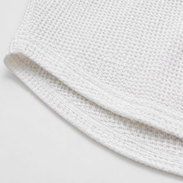 Loravia – Waffle Knit-look Henley Top met Knopenlijst, 3/4 Mouw