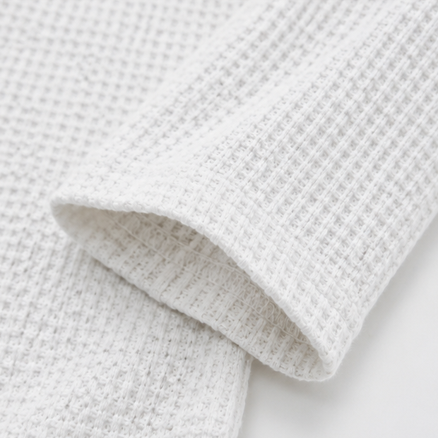 Loravia – Waffle Knit-look Henley Top met Knopenlijst, 3/4 Mouw
