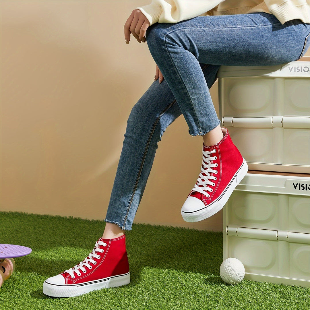 Lotte | Casual canvas sneakers in effen kleur met rubberen zool
