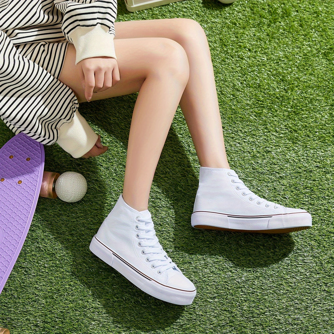 Lotte | Casual canvas sneakers in effen kleur met rubberen zool