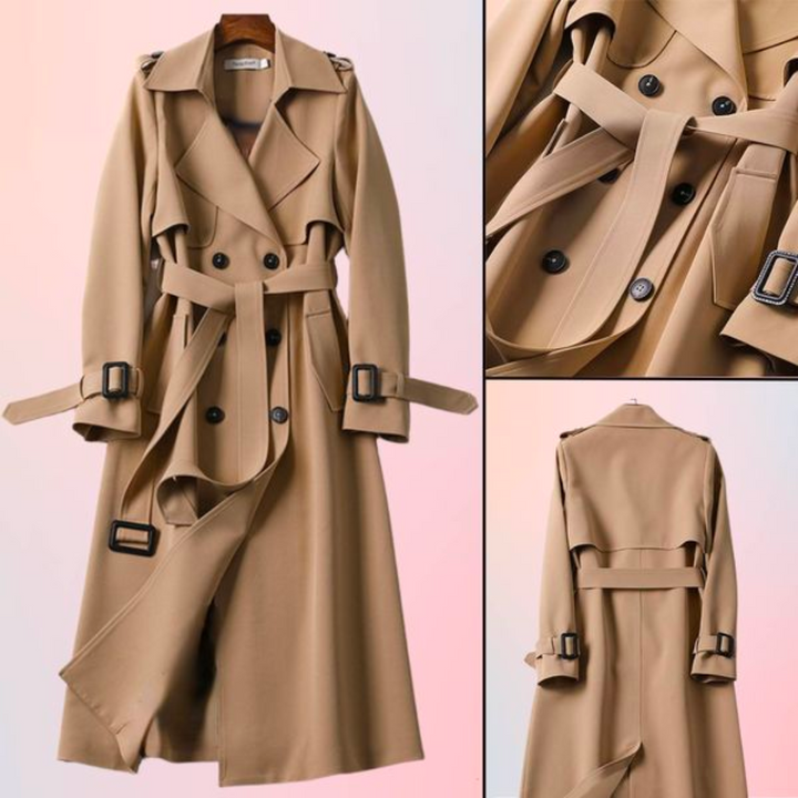 Lotte | Elegante lange dames jas met dubbele knopen