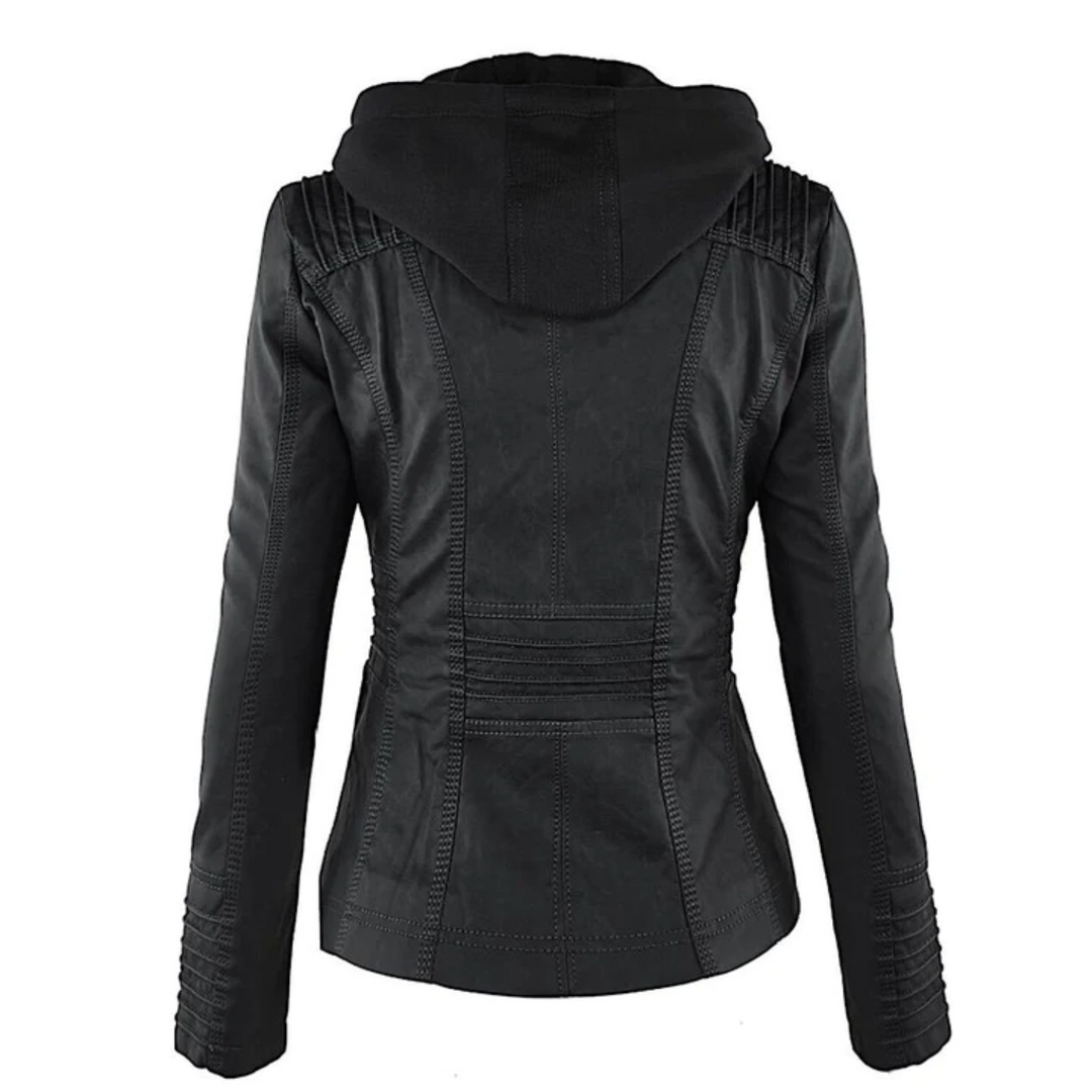 Lotte | Elegante leren dames jas met capuchon