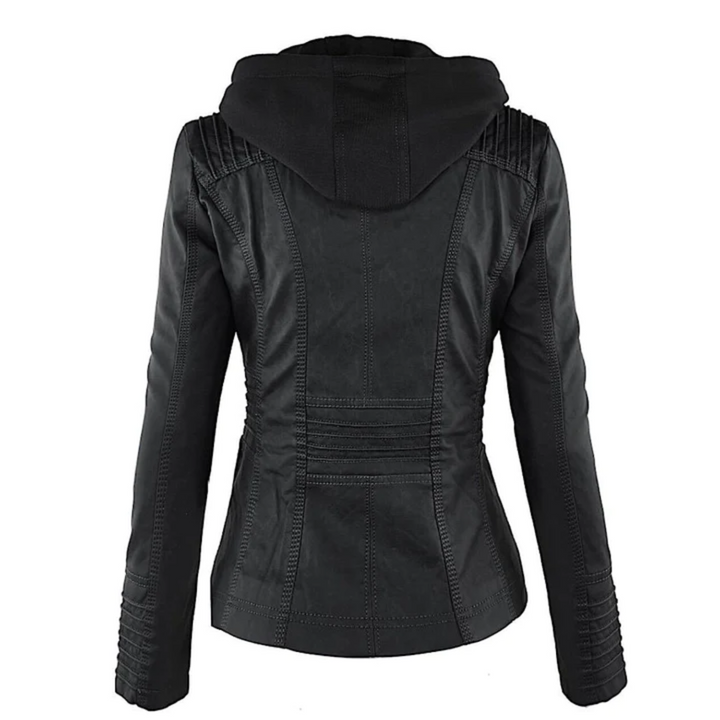 Lotte | Elegante leren dames jas met capuchon