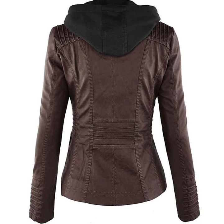 Lotte | Elegante leren dames jas met capuchon