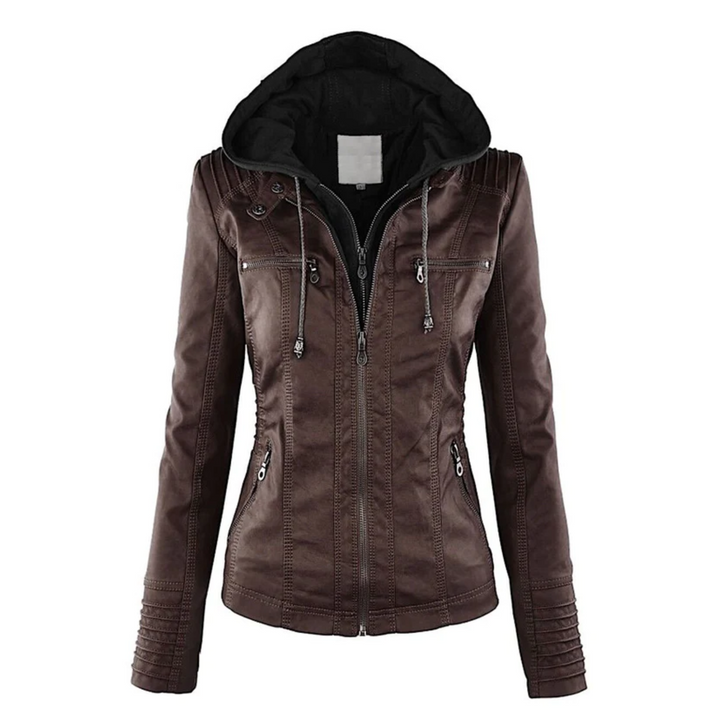 Lotte | Elegante leren dames jas met capuchon